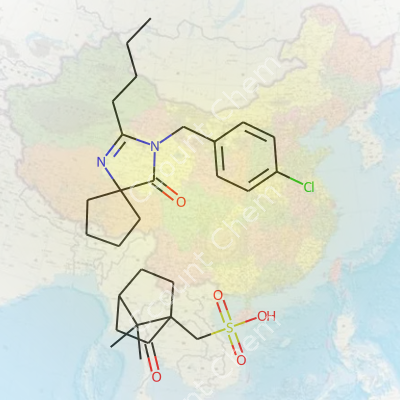 2-Butyl-3-(4-Chlorobenzyl)-1,3-Diazaspiro[4.4]Non-1-En-4-One And (7,7-Dimethyl-2-Oxobicyclo[2.2.1]Hept-1-Yl)-Methanesulfonic Acid